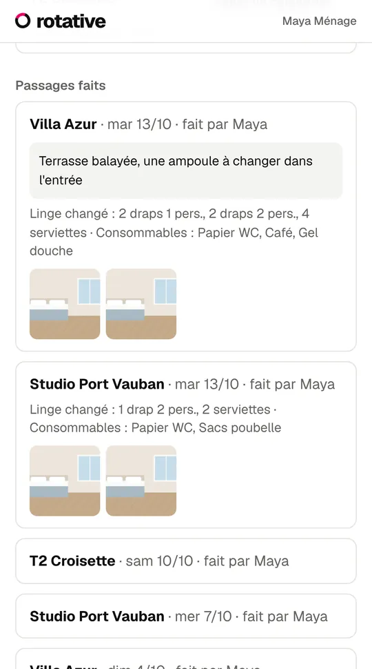 Écran de Rotative : Les passages faits, photos et linge compris
