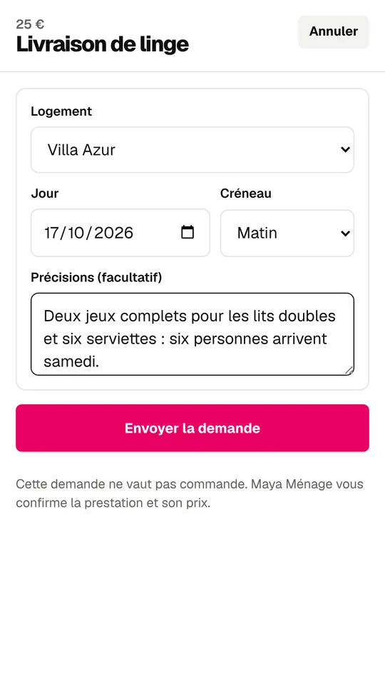 Écran de Rotative : Une demande de prestation, vous confirmez